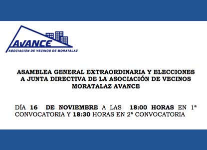 convovatoria elecciones Avance Moratalaz 2016