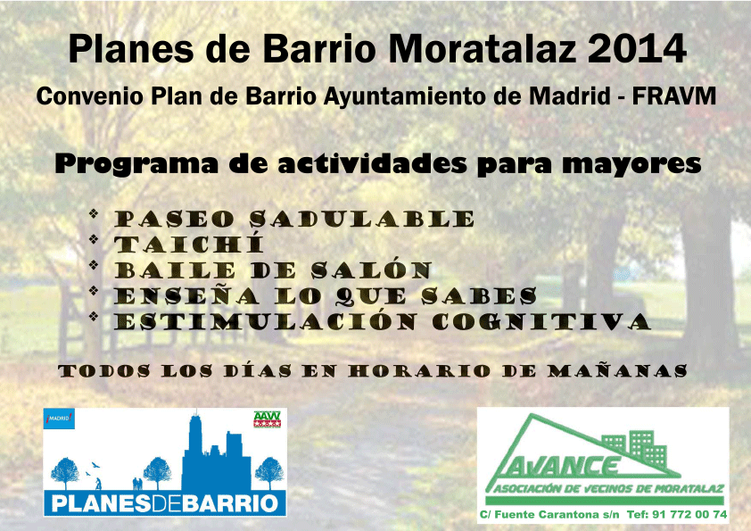 Planes Barrio Moratalaz 2014-2015